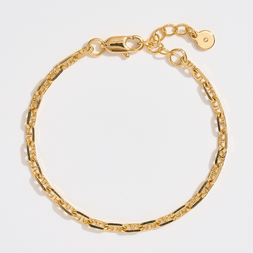Gold Dipped Mariner Link Chain Bracelet Simple Casual Everyday Jewelry
